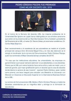 Pedro Cordova Mejor Docente 2017