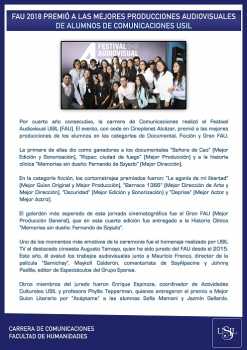 Mejores Producciones FAU 2018